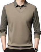 Camisa de Dos Piezas con Cuello Falso a Rayas para Hombres