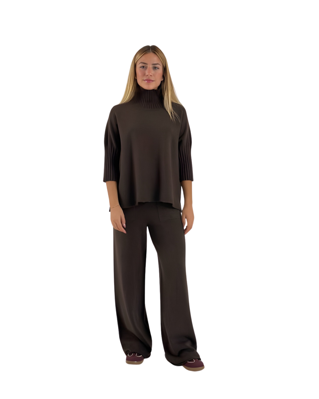 Conjunto de Punto Cuello Alto Para Mujer