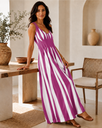 Vestido Largo de Tirantes con Estampado Ondulado