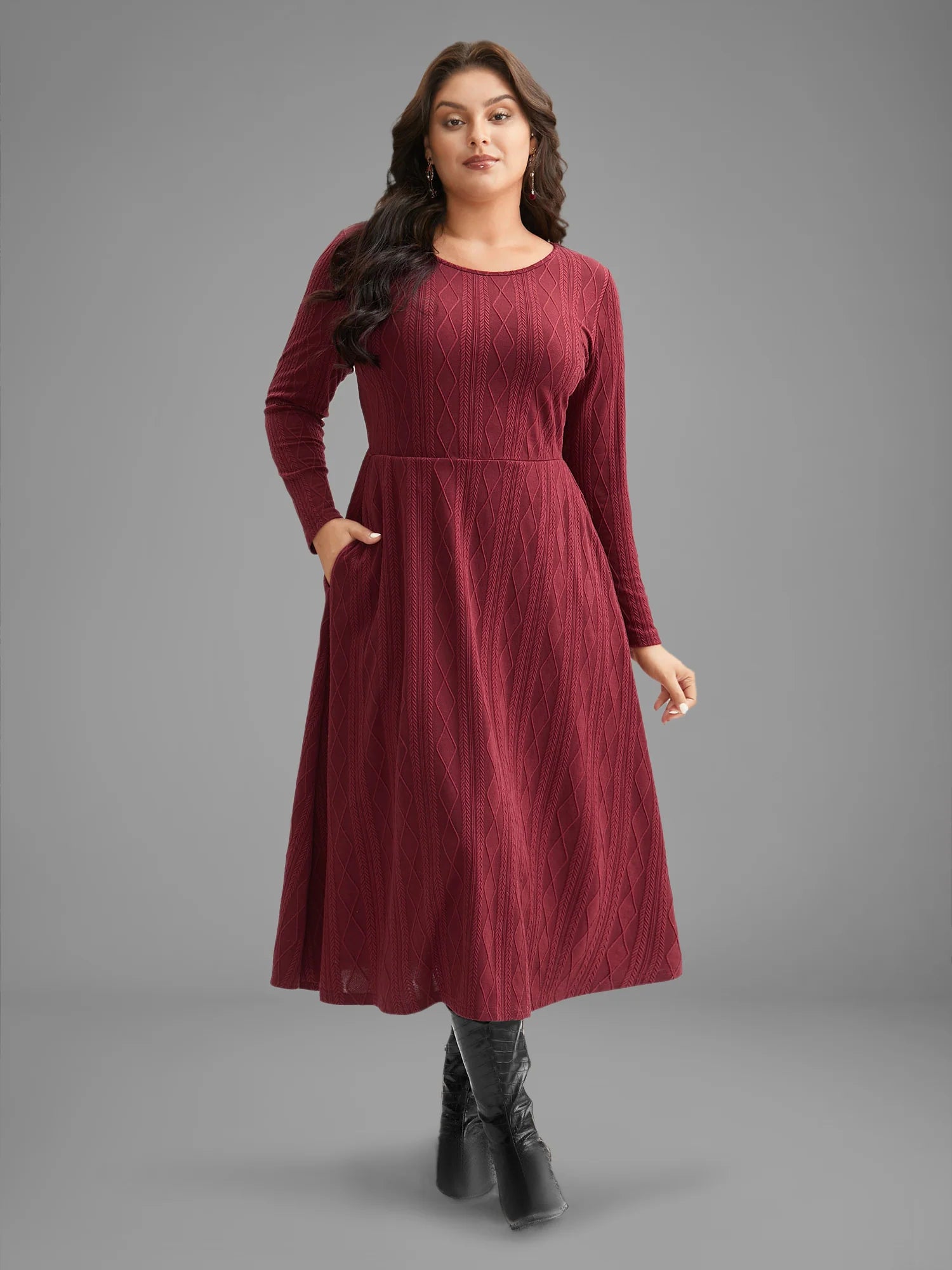Vestido Midi Fit and Flare en Punto Texturizado®