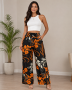 Pantalón Palazzo Estampado con Cintura Elástica