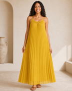 Vestido largo plisado con tirantes finos®