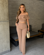 Conjunto de top con volantes y pantalón