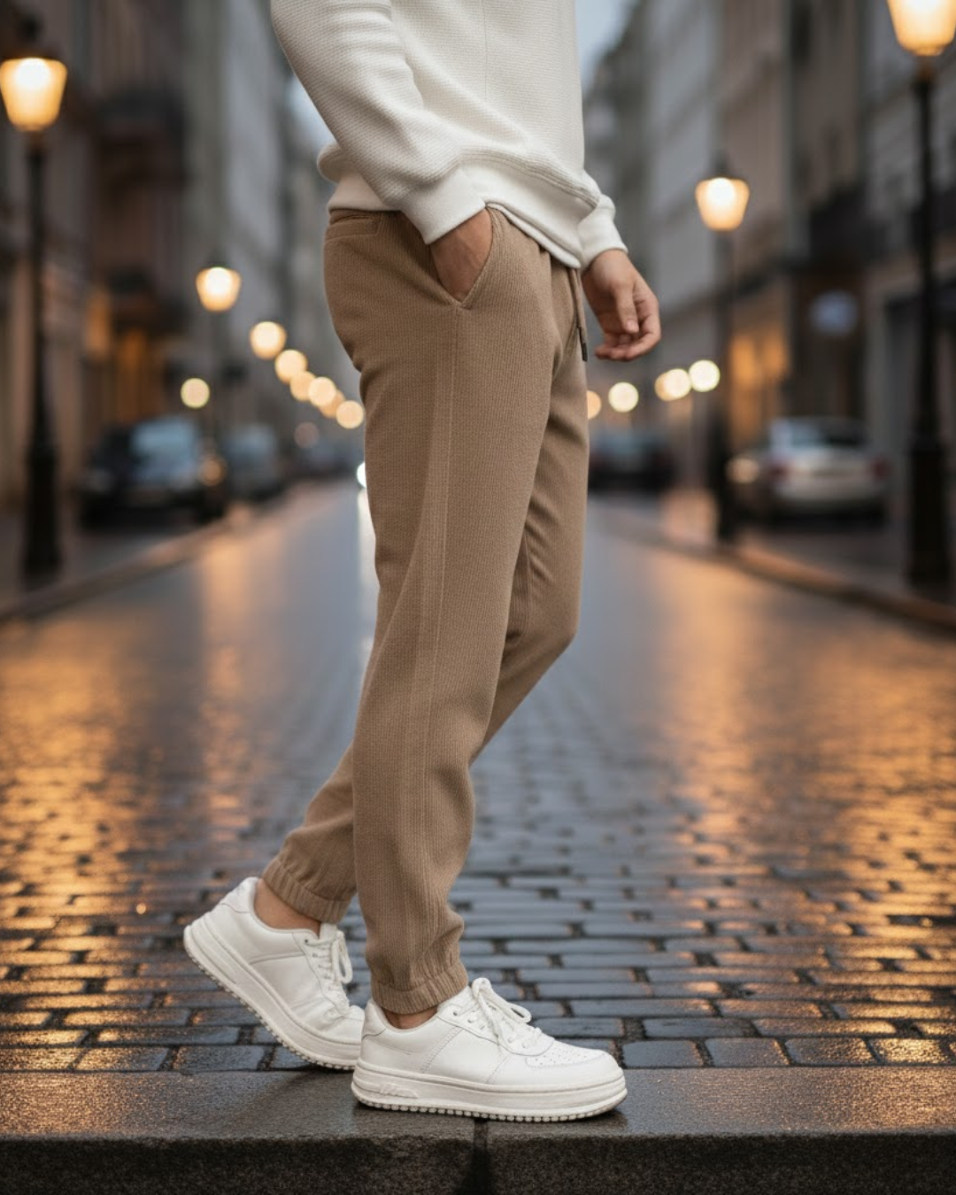 Pantalones informales con forro polar de estilo relajado para hombre®
