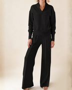Conjunto de Dos Piezas con Top Holgado y Pantalón Ancho Para Mujer