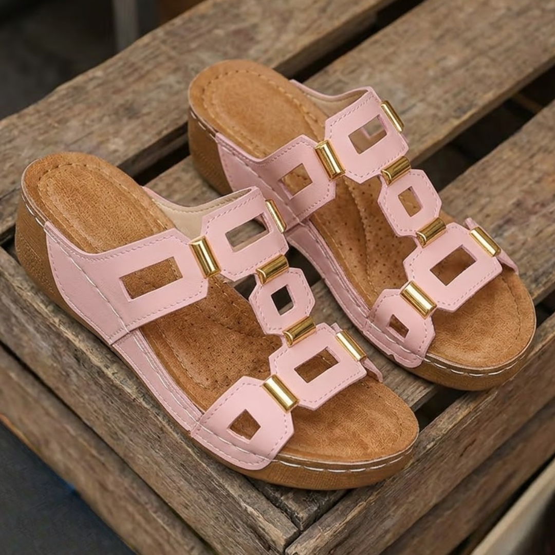 Sandalias de Cuña con Detalles Geométricos®