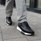 Sneakers de Piel Auténtica con Suela Elevada