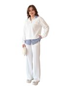 Conjunto Elegante con Efecto Doble Capa y Pantalón Recto®