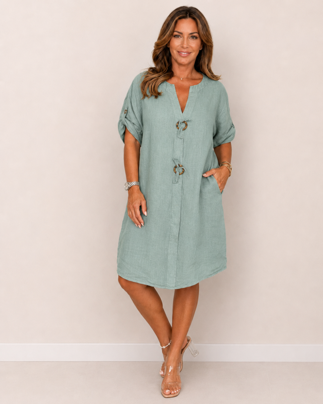 Vestido Midi de Lino Transpirable