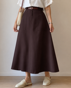 Falda Midi de Seda con Cintura Alta