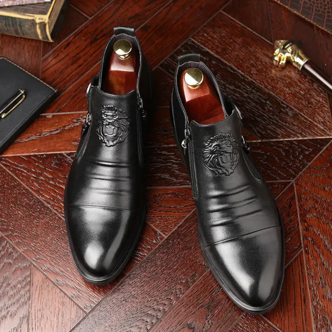 Botines de cuero con cremallera lateral