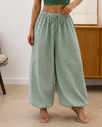 Pantalón Bombacho de Cuadros con Cintura Ajustable