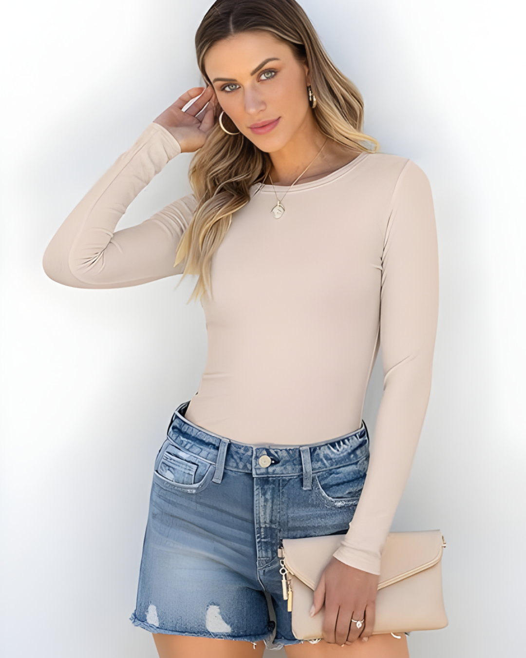 Camisetas de Manga Larga Ajustadas y Básicas para Mujer®