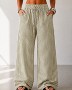 Pantalón Palazzo de Rayas con Cintura Ajustable