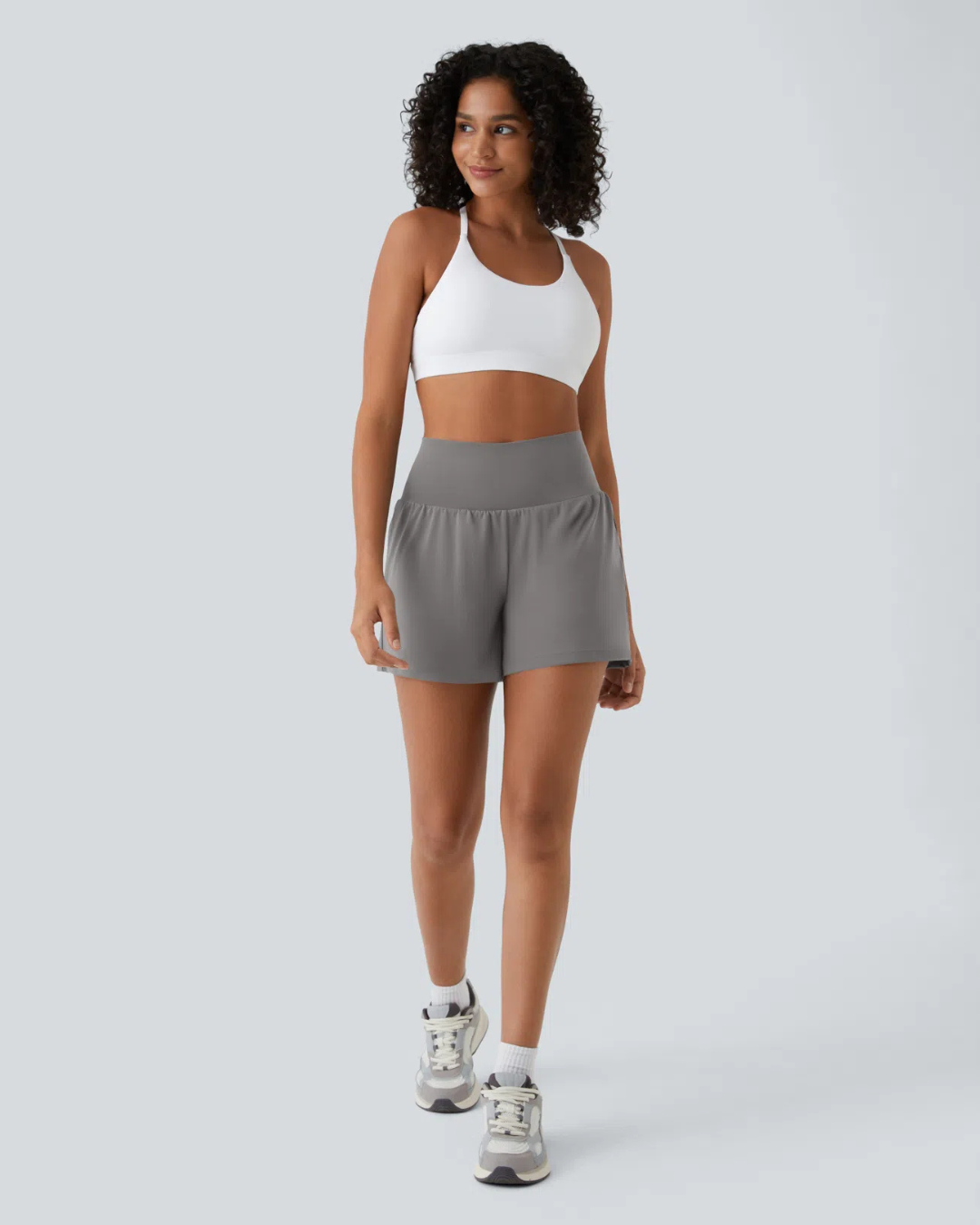 Short Deportivo de Tiro Alto con Bolsillo Trasero para Mujer