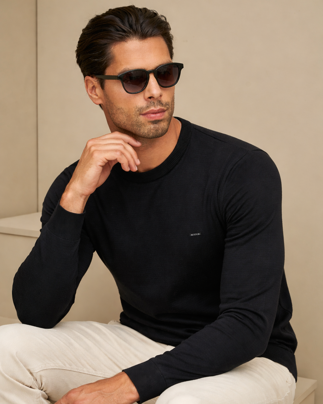 Jersey de Punto con Cuello Redondo para Hombre®