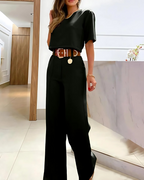 Conjunto Elegante con Top Corto y Pantalón de Pierna Ancha para Mujer®