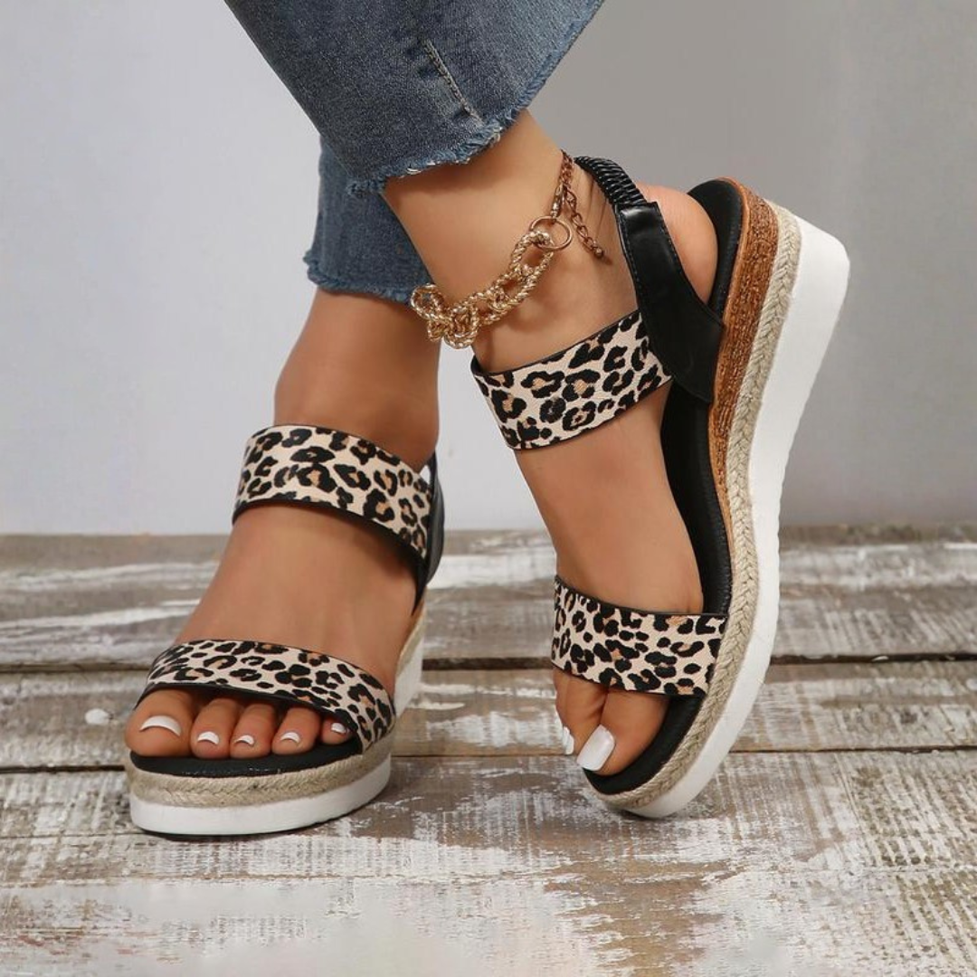 Sandalias de Cuña con Tiras Elásticas