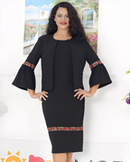 Conjunto Elegante de Vestido y Saco con Toques Artesanales