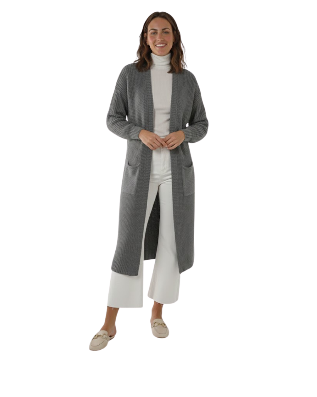 Cárdigan Largo de Punto Para Mujer