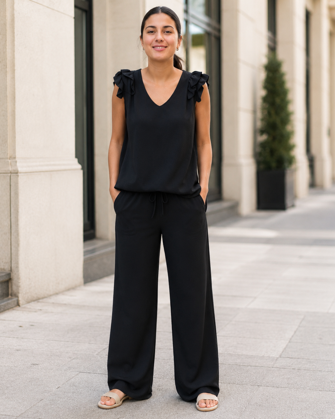 Conjunto de Top con Volantes y Pantalón Amplio®
