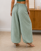 Pantalón Bombacho de Cuadros con Cintura Ajustable