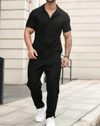 Conjunto de camisa de manga corta y pantalón con cintura ajustable