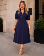 Vestido midi con botones y manga corta®