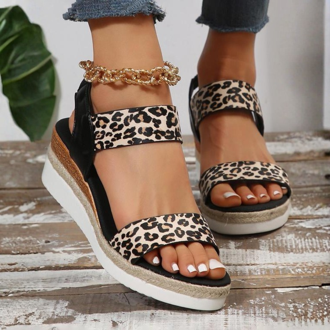 Sandalias de Cuña con Tiras Elásticas