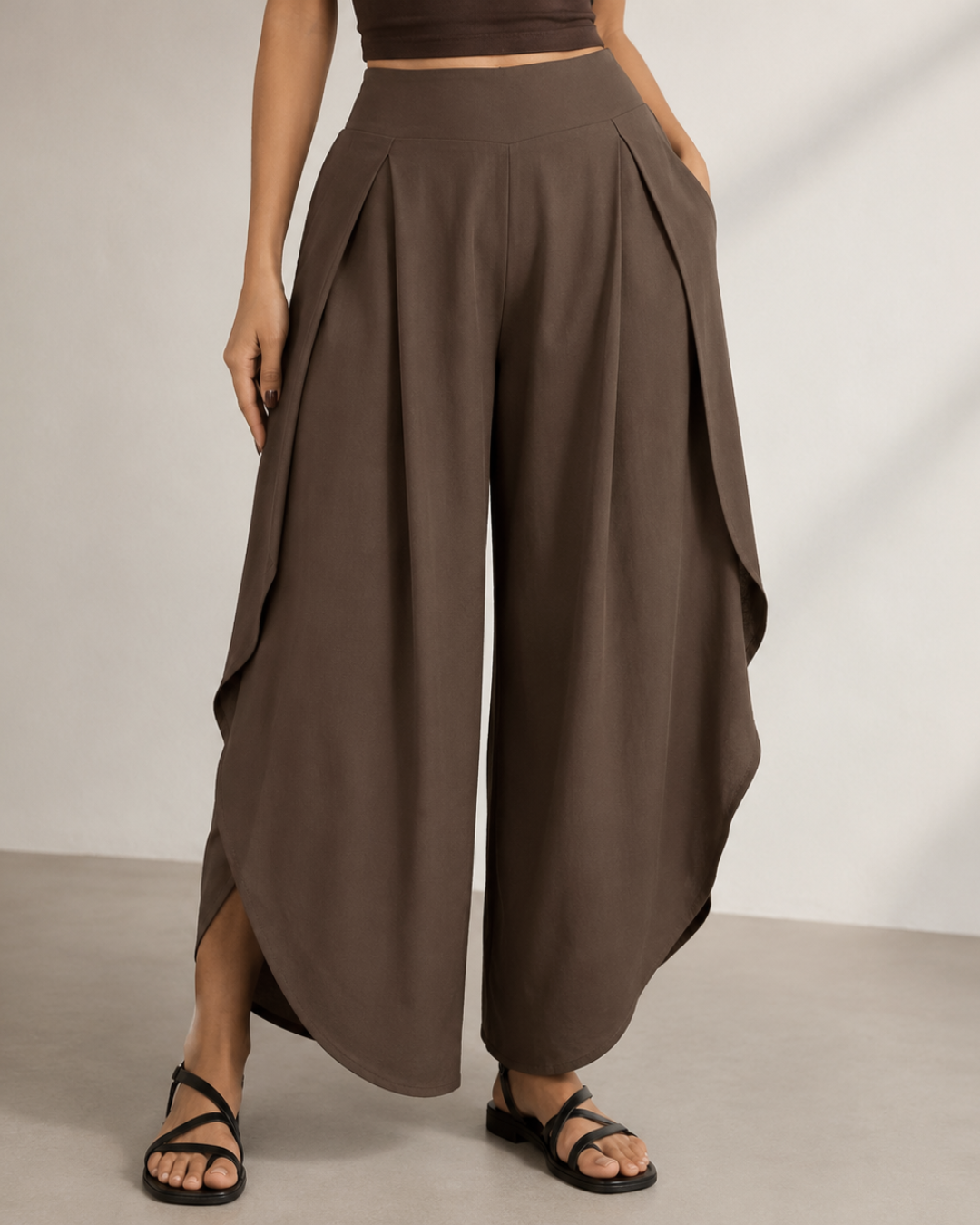 Pantalón Palazzo con Pliegues y Corte Fluido®