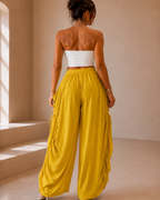 Pantalón Palazzo Holgado con Bolsillos Laterales