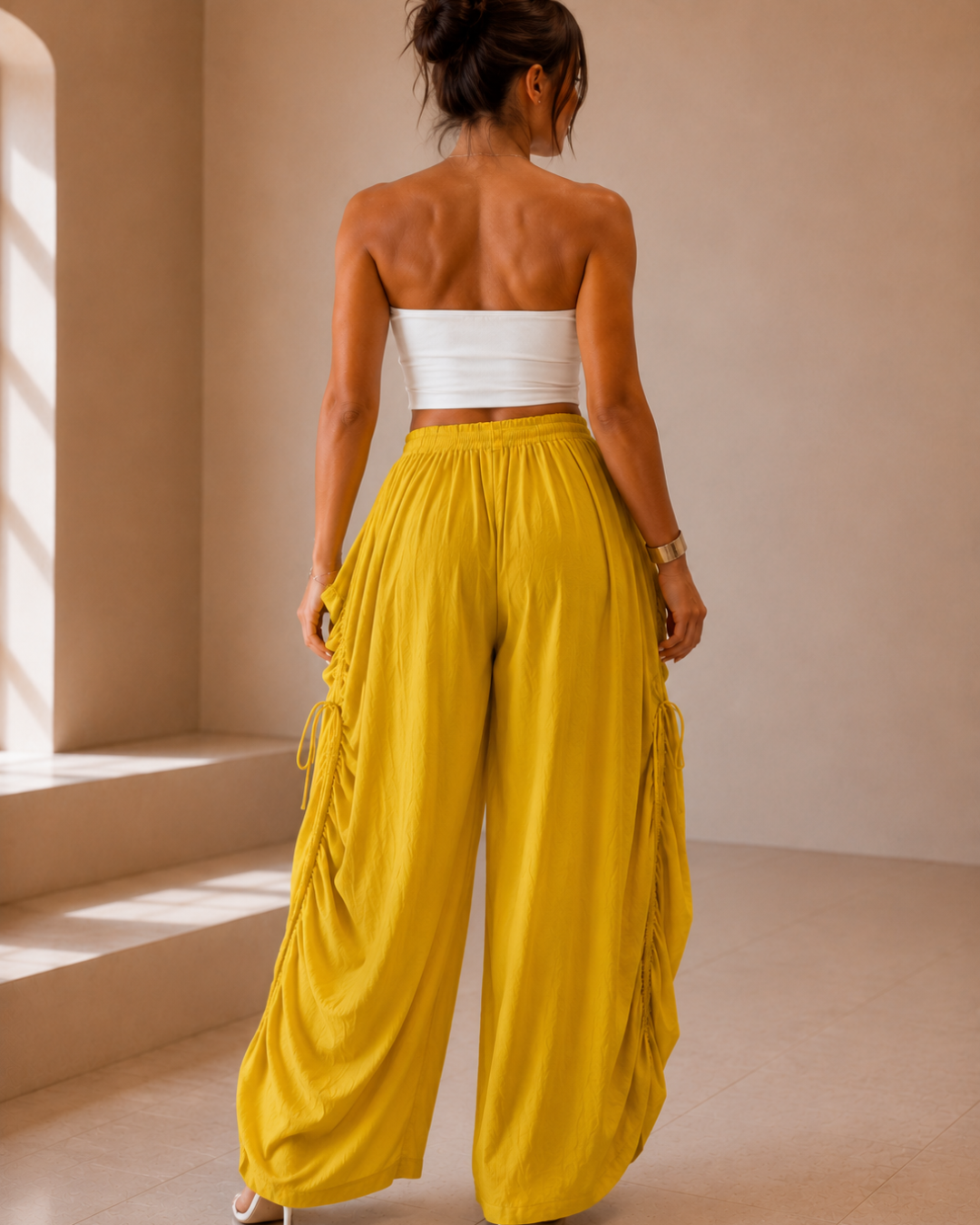 Pantalón Palazzo Holgado con Bolsillos Laterales