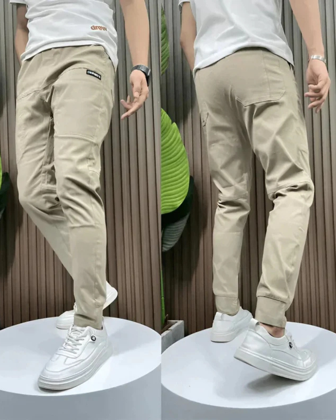 Pantalones elásticos premium ajustados para hombre®