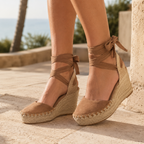Tacones de Cuña con Lazo en el Tobillo