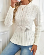 Jersey de punto grueso con cuello redondo para mujer®
