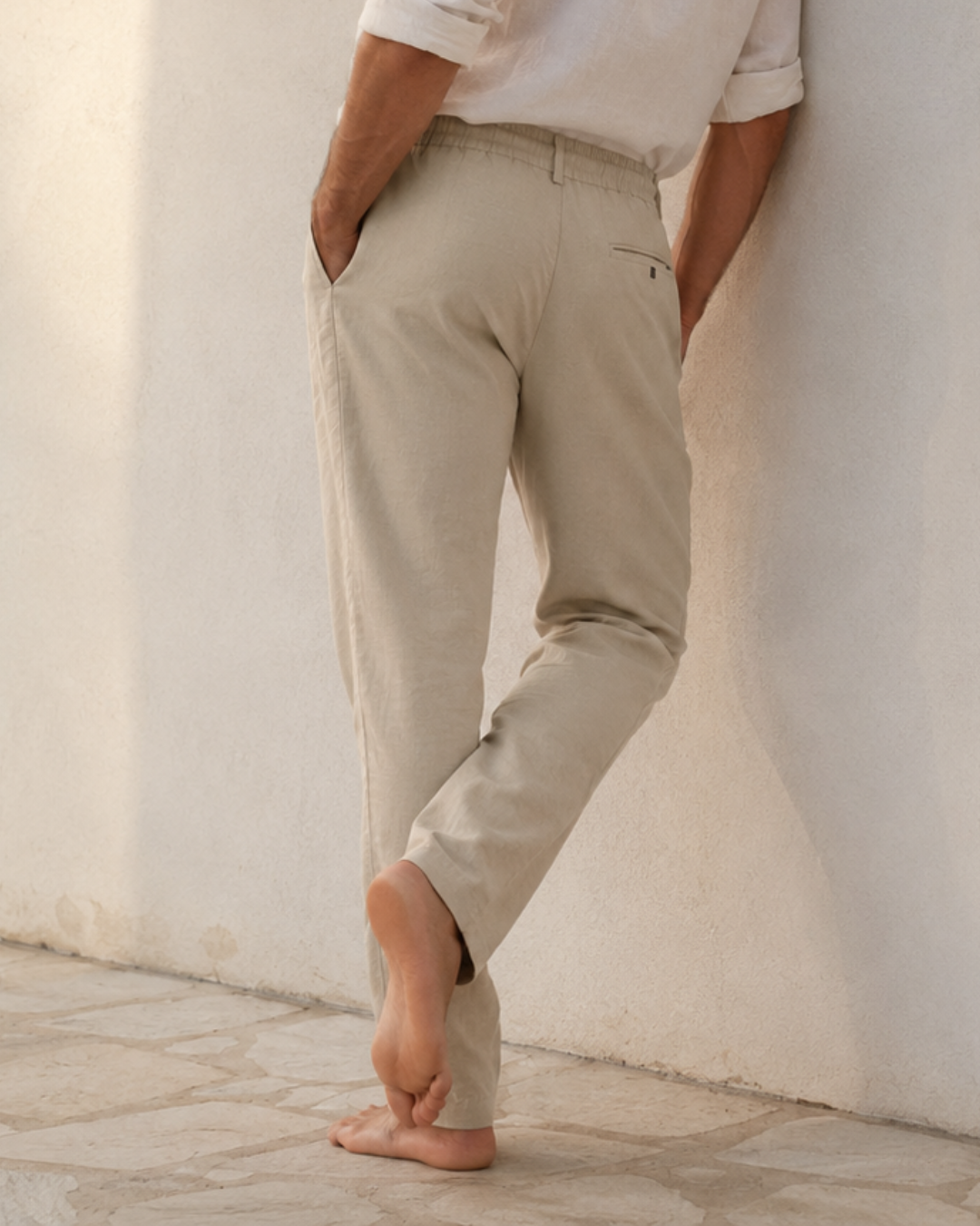Pantalón de Lino con Cintura Ajustable
