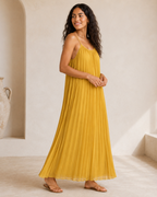 Vestido largo plisado con tirantes finos®