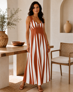 Vestido Largo de Tirantes con Estampado Ondulado