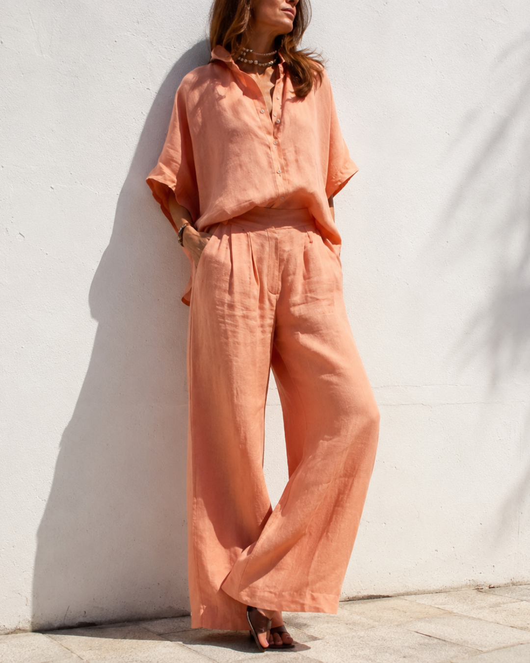 Conjunto de Camisa y Pantalón Holgado en Lino