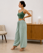 Pantalón Bombacho de Cuadros con Cintura Ajustable