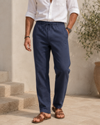 Pantalón de Lino con Cintura Ajustable