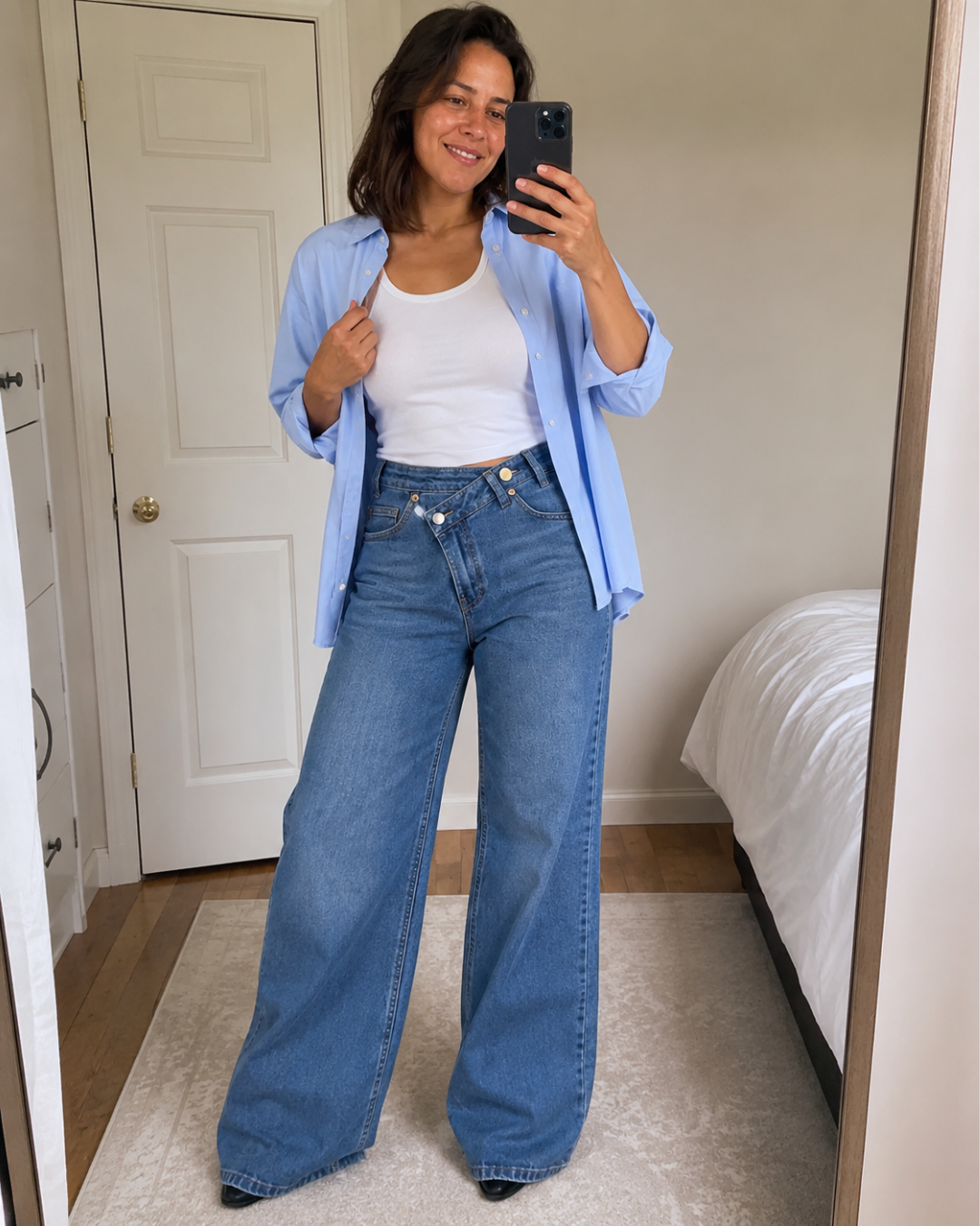 Jeans de Mujer Wide Leg con Cintura Cruzada®