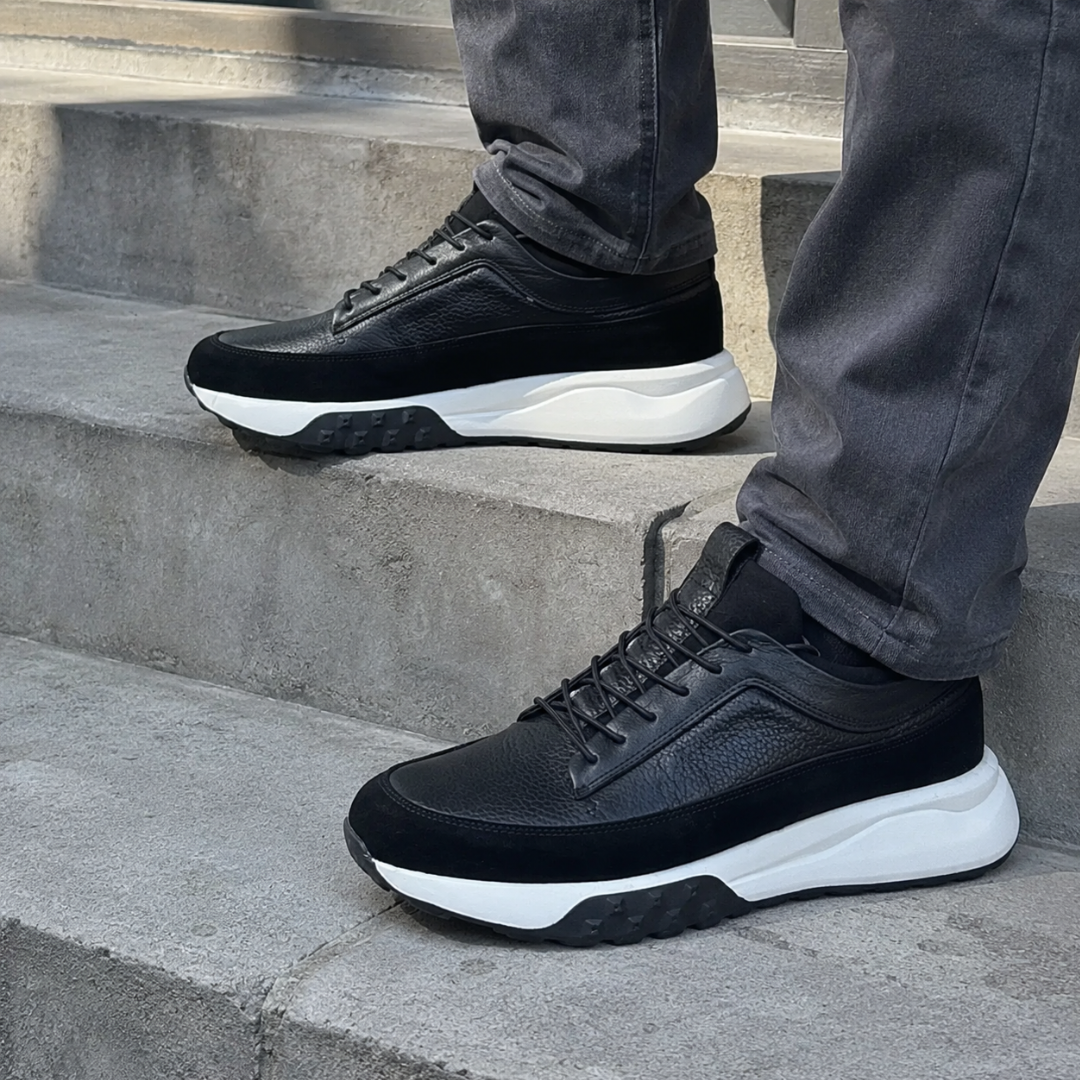 Sneakers de Piel Auténtica con Suela Elevada