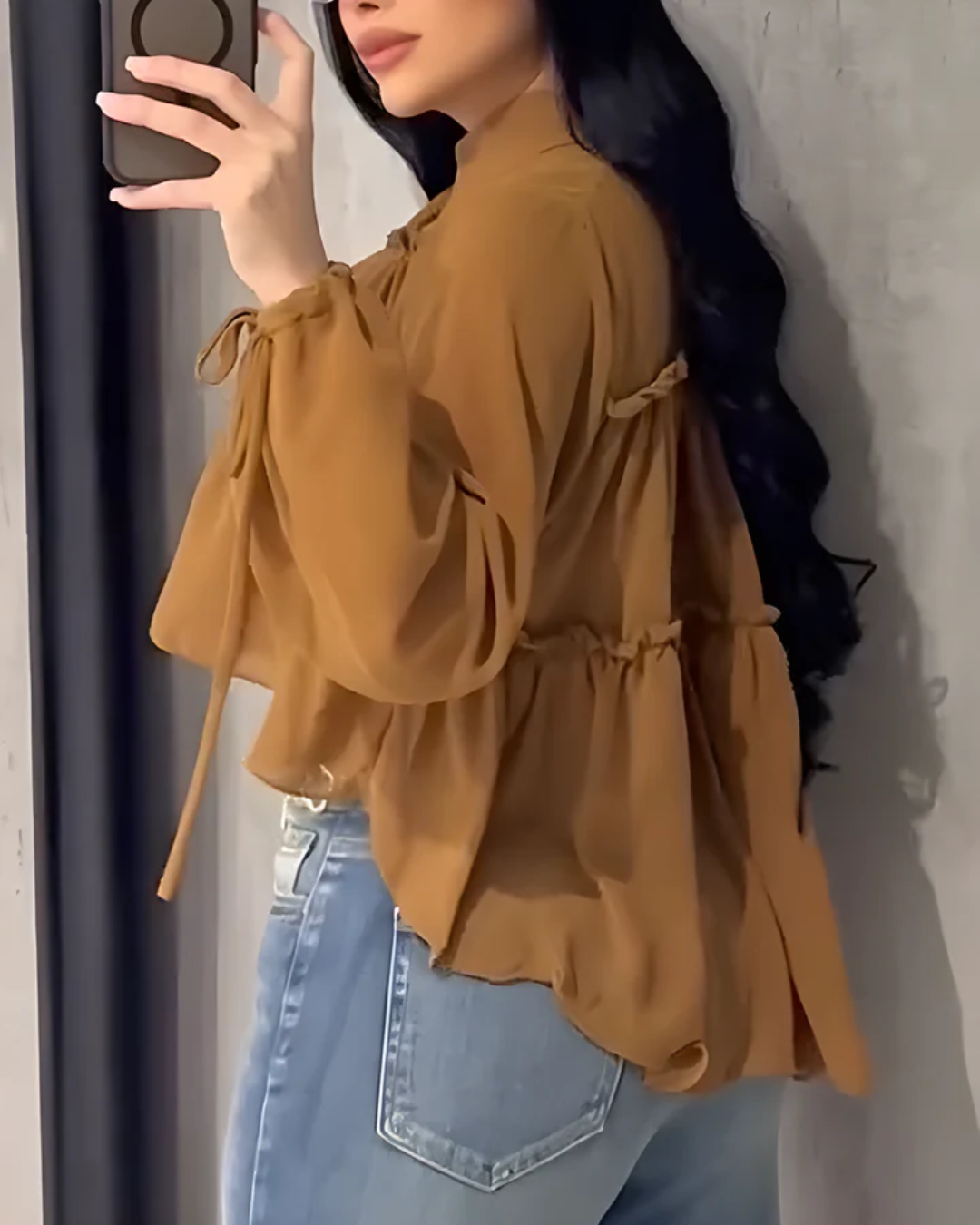 Blusa Romántica de Gasa con Volantes