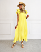 Vestido Plisado con Volantes