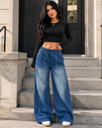 Pantalones Vaqueros Palazzo con Cintura Elástica®