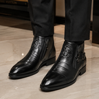 Botines de cuero con cremallera lateral