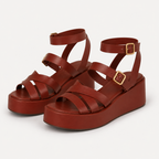 Sandalias de Plataforma con Tiras Cruzadas y Doble Hebilla