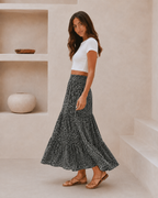 Falda Midi Floral con Cintura Ajustable