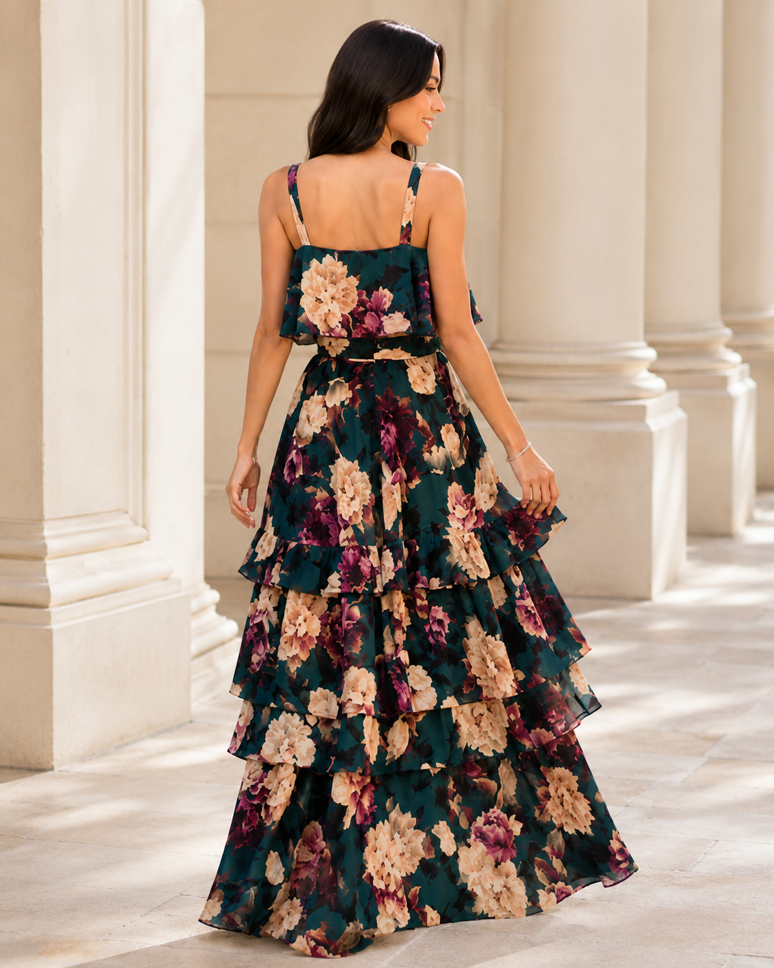 Conjunto Floral con Top y Falda Larga®